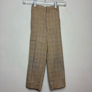 Sears & Roebuck Perma Prest Pants Slacks Plaid Tan Boys Size 6 Vintage 1960s 70s